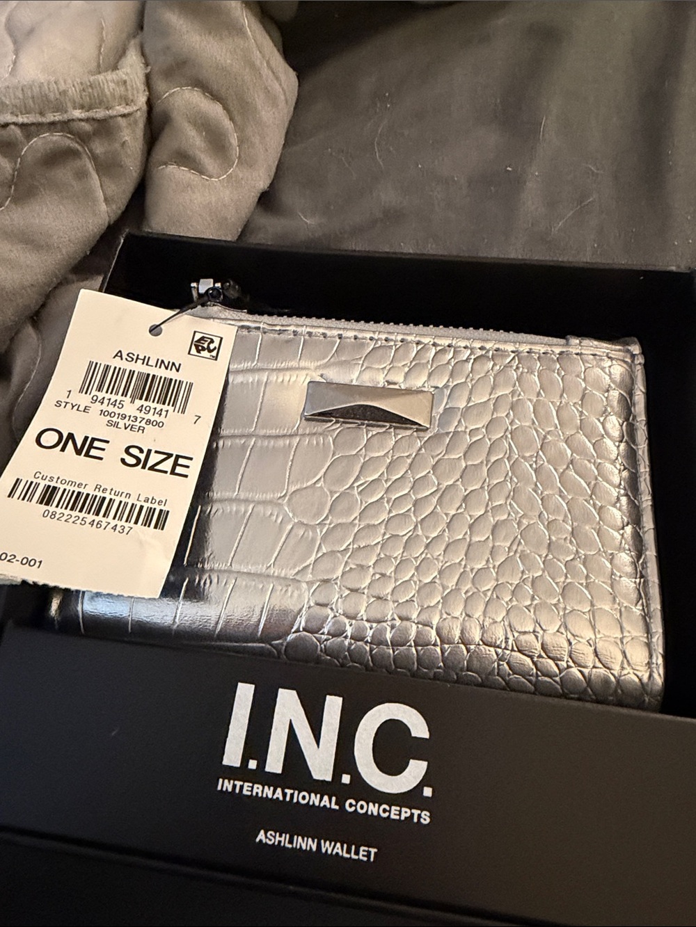 INC International Concepts Silver Croc-Embossed Ashlinn Wallet
